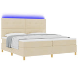Letto a Sorgente LED con testiera Crema 200 x 200 cm Tessuto