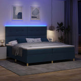 Letto a Sorgente LED con testiera Blu 200 x 200 cm Tessuto