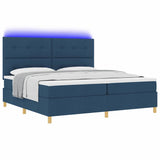 Letto a Sorgente LED con materasso Blu 200 x 200 cm Tessuto