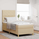 Letto a Sorgente LED con materasso Crema 100 x 200 cm Tessuto