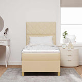 Letto a Sorgente LED con materasso Crema 100 x 200 cm Tessuto