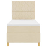 Letto a Sorgente LED con materasso Crema 100 x 200 cm Tessuto