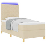 Letto a Sorgente LED con testiera Crema 100 x 200 cm Tessuto