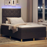 Letto a Sorgente LED Marrone Scuro 120 x 190 cm Tessuto