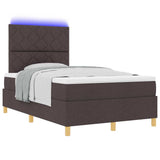 Letto a Sorgente LED Marrone Scuro 120 x 190 cm Tessuto