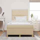 Letto a Sorgente LED con testiera Crema 120 x 190 cm Tessuto