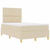 Letto a Sorgente LED con testiera Crema 120 x 190 cm Tessuto