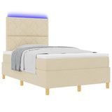 Letto a Sorgente LED con testiera Crema 120 x 190 cm Tessuto