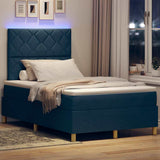 Letto a Sorgente LED con testiera Blu 120 x 190 cm Tessuto