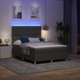 Letto a Sorgente LED Grigio scuro 140 x 200 cm Tessuto