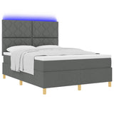 Letto a Sorgente LED Grigio scuro 140 x 200 cm Tessuto