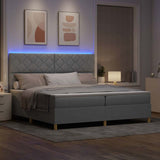 Letto a Sorgente LED Grigio chiaro 200 x 200 cm Tessuto