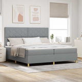Letto a Sorgente LED Grigio chiaro 200 x 200 cm Tessuto