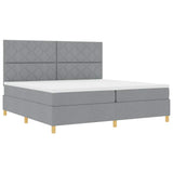 Letto a Sorgente LED Grigio chiaro 200 x 200 cm Tessuto