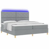Letto a Sorgente LED Grigio chiaro 200 x 200 cm Tessuto