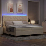 Letto a Sorgente LED con testiera Crema 200 x 200 cm Tessuto