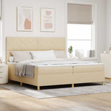 Letto a Sorgente LED con testiera Crema 200 x 200 cm Tessuto
