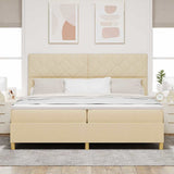 Letto a Sorgente LED con materasso Crema 200 x 200 cm Tessuto