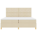 Letto a Sorgente LED con materasso Crema 200 x 200 cm Tessuto