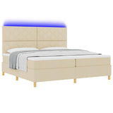 Letto a Sorgente LED con testiera Crema 200 x 200 cm Tessuto