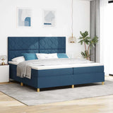 Letto a Sorgente LED con testiera Blu 200 x 200 cm Tessuto