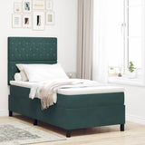Letto a Sorgente LED Verde Scuro 100 x 200 cm Tessuto