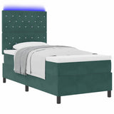 Letto a Sorgente LED Verde Scuro 100 x 200 cm Tessuto