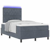 Letto a Sorgente LED Grigio scuro 120 x 190 cm Tessuto