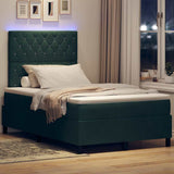 Letto a Sorgente LED Verde Scuro 120 x 190 cm Tessuto