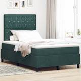 Letto a Sorgente LED Verde Scuro 120 x 190 cm Tessuto