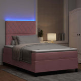 Letto a Sorgente LED con materasso Rosa 120 x 190 cm Tessuto