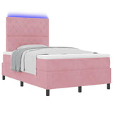 Letto a Sorgente LED con materasso Rosa 120 x 190 cm Tessuto
