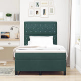 Letto a Sorgente LED Verde Scuro 120 x 200 cm Tessuto
