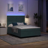 Letto a Sorgente LED Verde Scuro 140 x 200 cm Tessuto