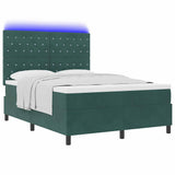 Letto a Sorgente LED Verde Scuro 140 x 200 cm Tessuto