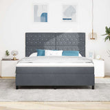 Letto a Sorgente LED Grigio scuro 180 x 200 cm Tessuto