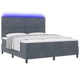 Letto a Sorgente LED Grigio scuro 180 x 200 cm Tessuto