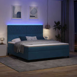 Letto a Sorgente LED Blu Scuro 180 x 200 cm Tessuto