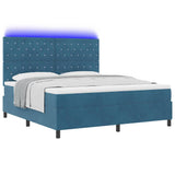 Letto a Sorgente LED Blu Scuro 180 x 200 cm Tessuto