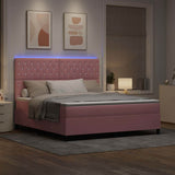 Letto a Sorgente LED con materasso Rosa 180 x 200 cm Tessuto
