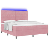 Letto a Sorgente LED con materasso Rosa 180 x 200 cm Tessuto
