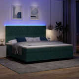 Letto a Sorgente LED Verde Scuro 200 x 200 cm Velluto