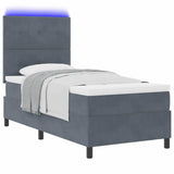 Letto a Sorgente LED Grigio scuro 90 x 200 cm Tessuto