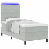 Letto a Sorgente LED Grigio chiaro 100 x 200 cm Velluto