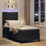 Letto a Sorgente LED con testiera Nero 100 x 200 cm Velluto
