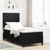 Letto a Sorgente LED con testiera Nero 100 x 200 cm Velluto