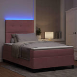Letto a Sorgente LED con materasso Rosa 120 x 190 cm Tessuto