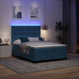 Letto a Sorgente LED Blu Scuro 140 x 190 cm Velluto