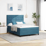 Letto a Sorgente LED Blu Scuro 140 x 190 cm Velluto