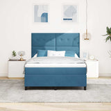 Letto a Sorgente LED Blu Scuro 140 x 190 cm Velluto
